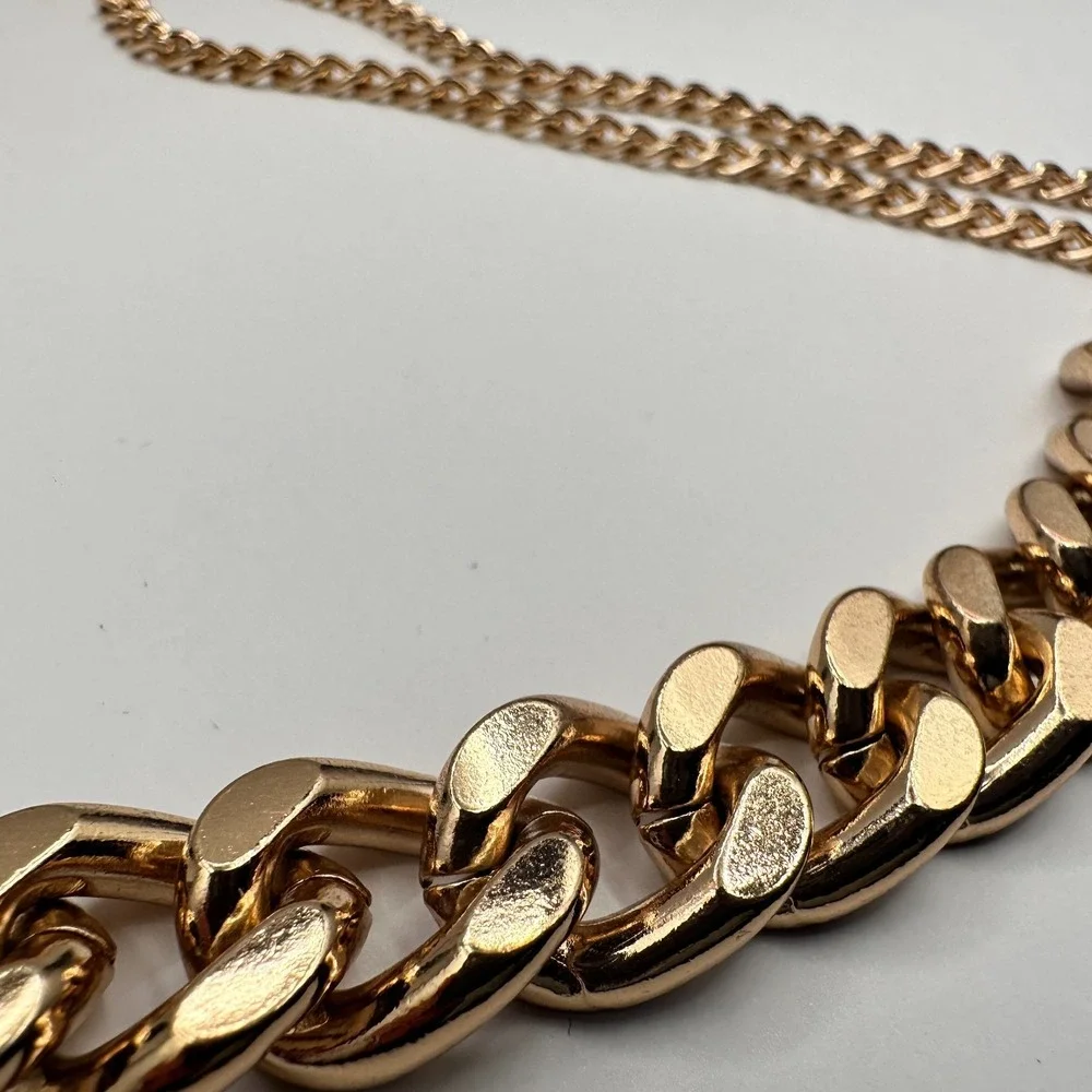 Vintage Y2K Chunky Gold Tone Multi-Layer Belly Chain Statement Belt